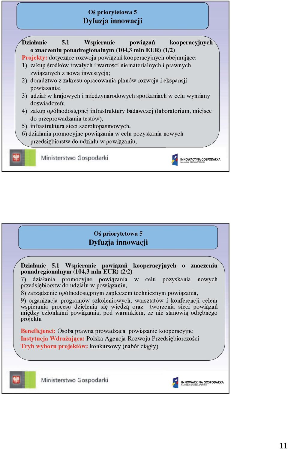 niematerialnych i prawnych związanych z nową inwestycją; 2) doradztwo z zakresu opracowania planów rozwoju i ekspansji powiązania; 3) udział w krajowych i międzynarodowych spotkaniach w celu wymiany