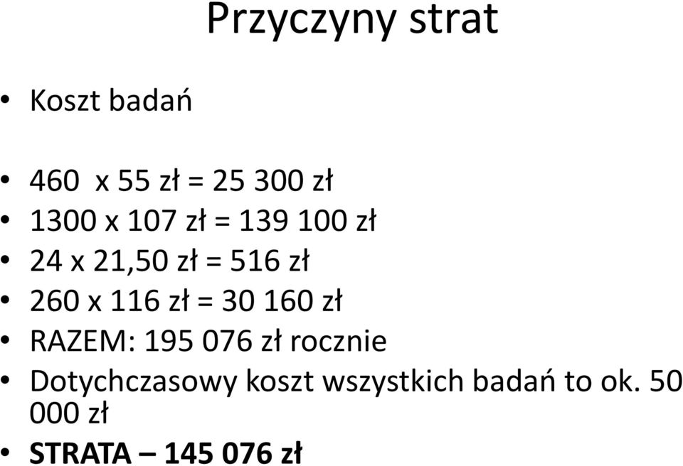 RAZEM: 195 076 rocznie Dotychczasowy koszt