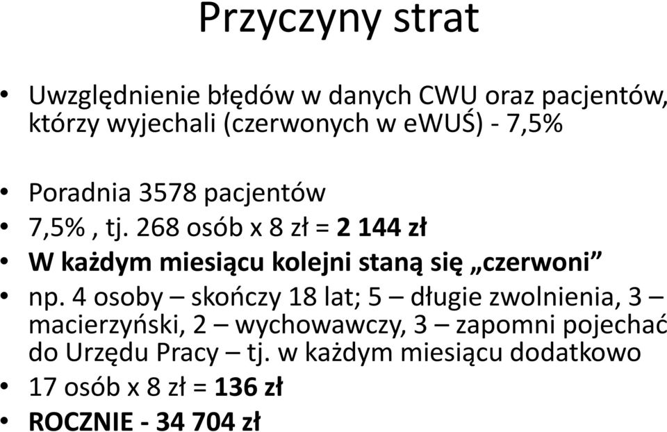 268 osób x 8 = 2 144 W każdym miesiącu kolejni staną się czerwoni np.