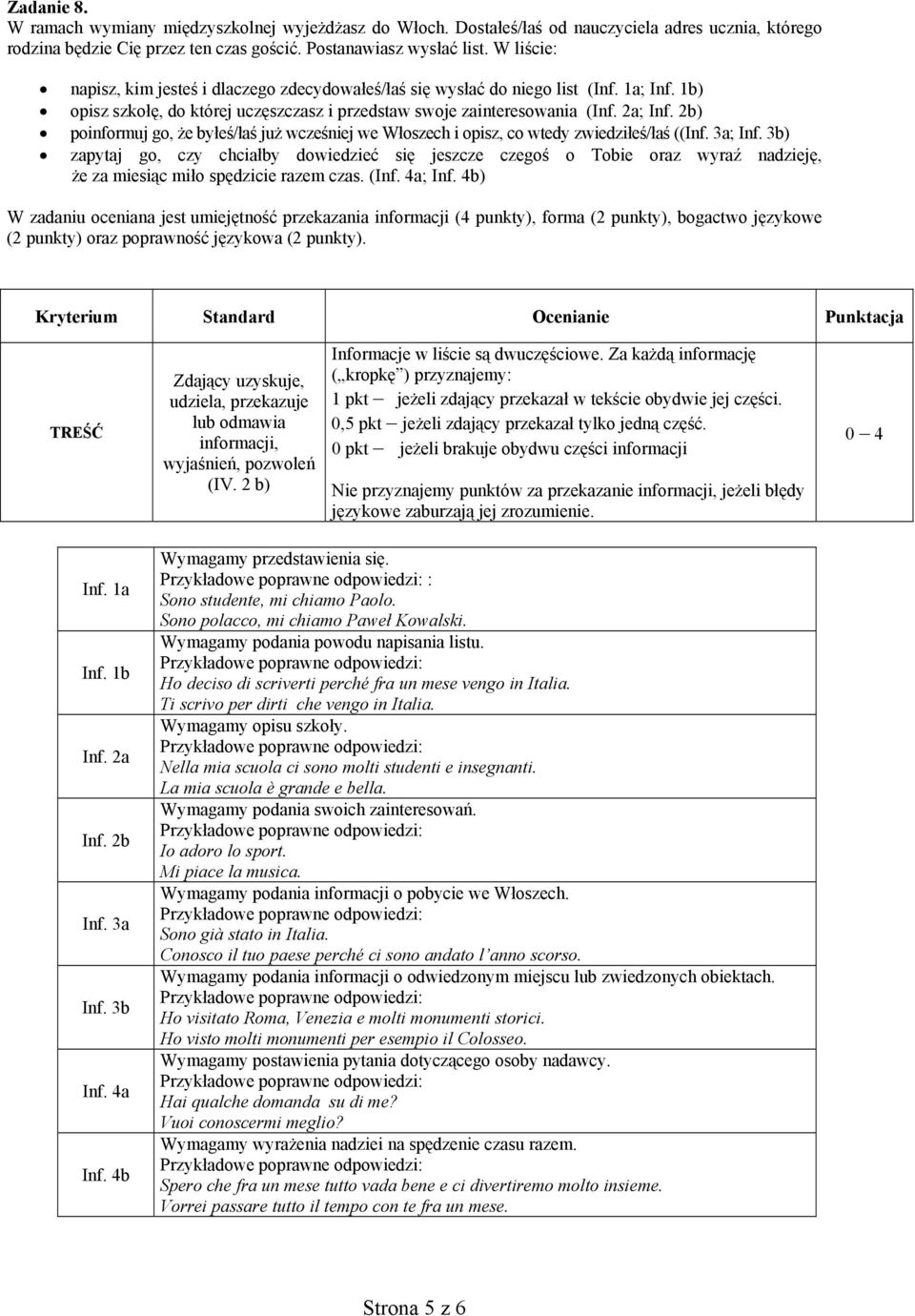 2b) poinformuj go, że byłeś/łaś już wcześniej we Włoszech i opisz, co wtedy zwiedziłeś/łaś ((Inf. 3a; Inf.