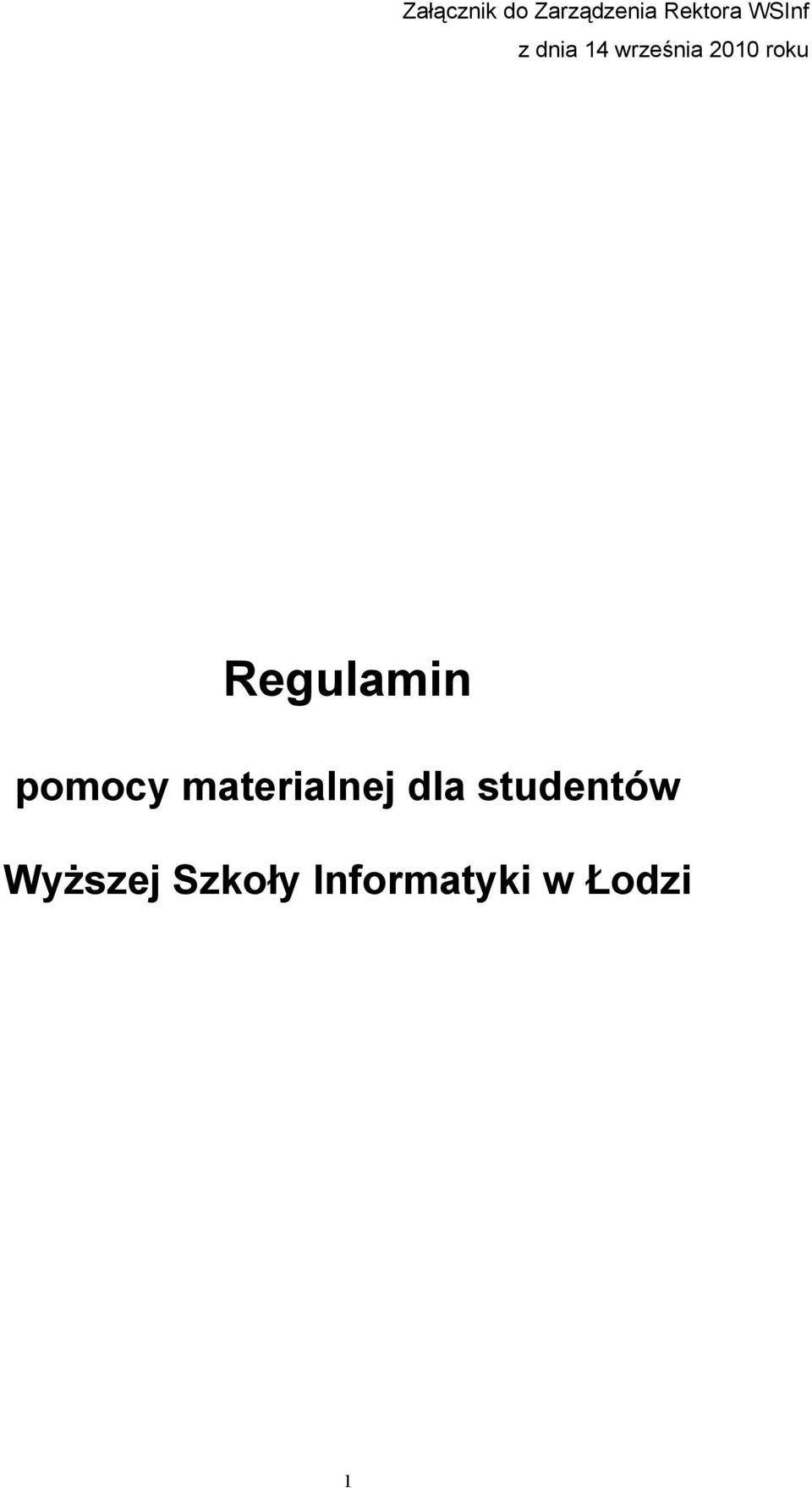 Regulamin pomocy materialnej dla