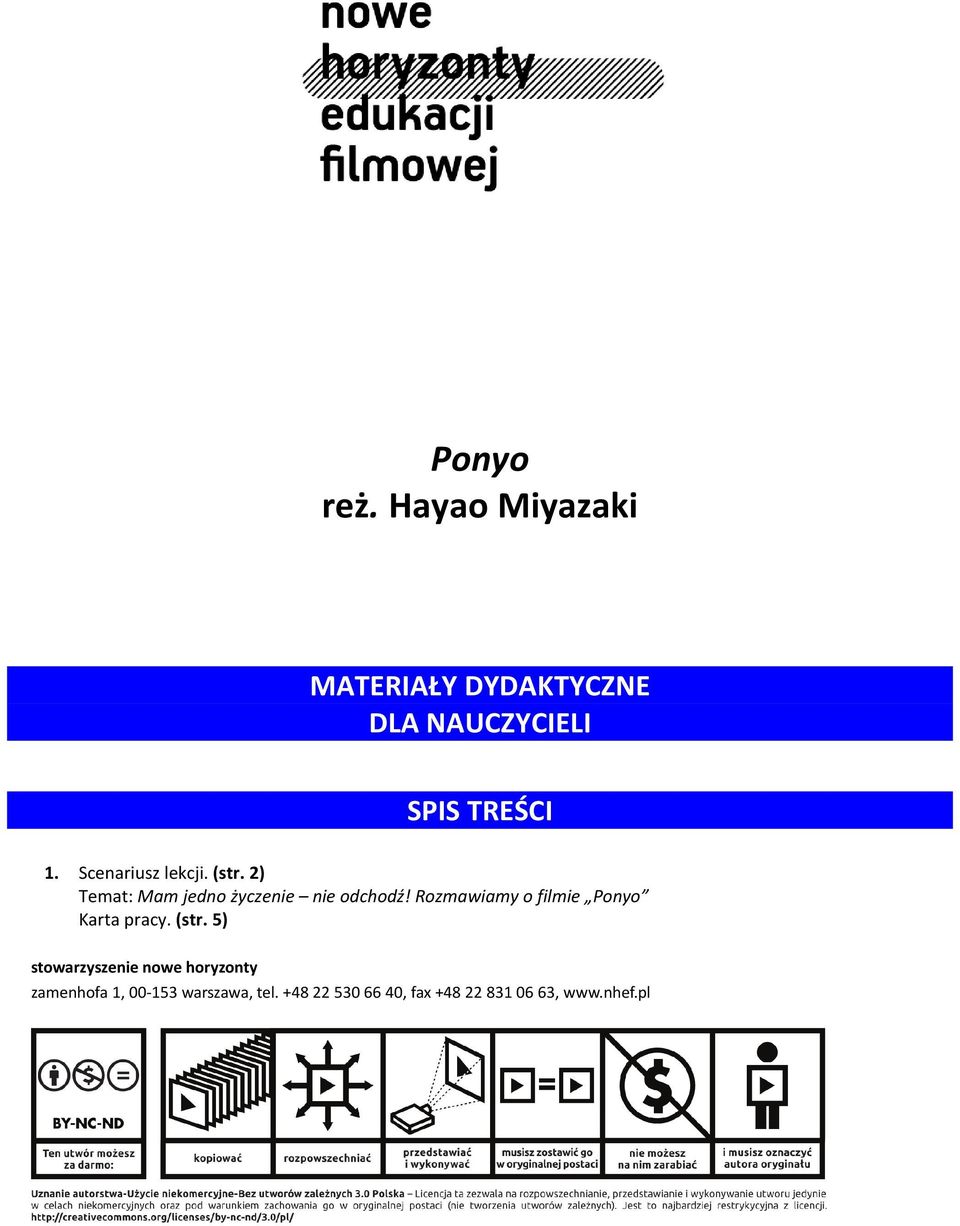 Rozmawiamy o filmie Ponyo Karta pracy. (str.