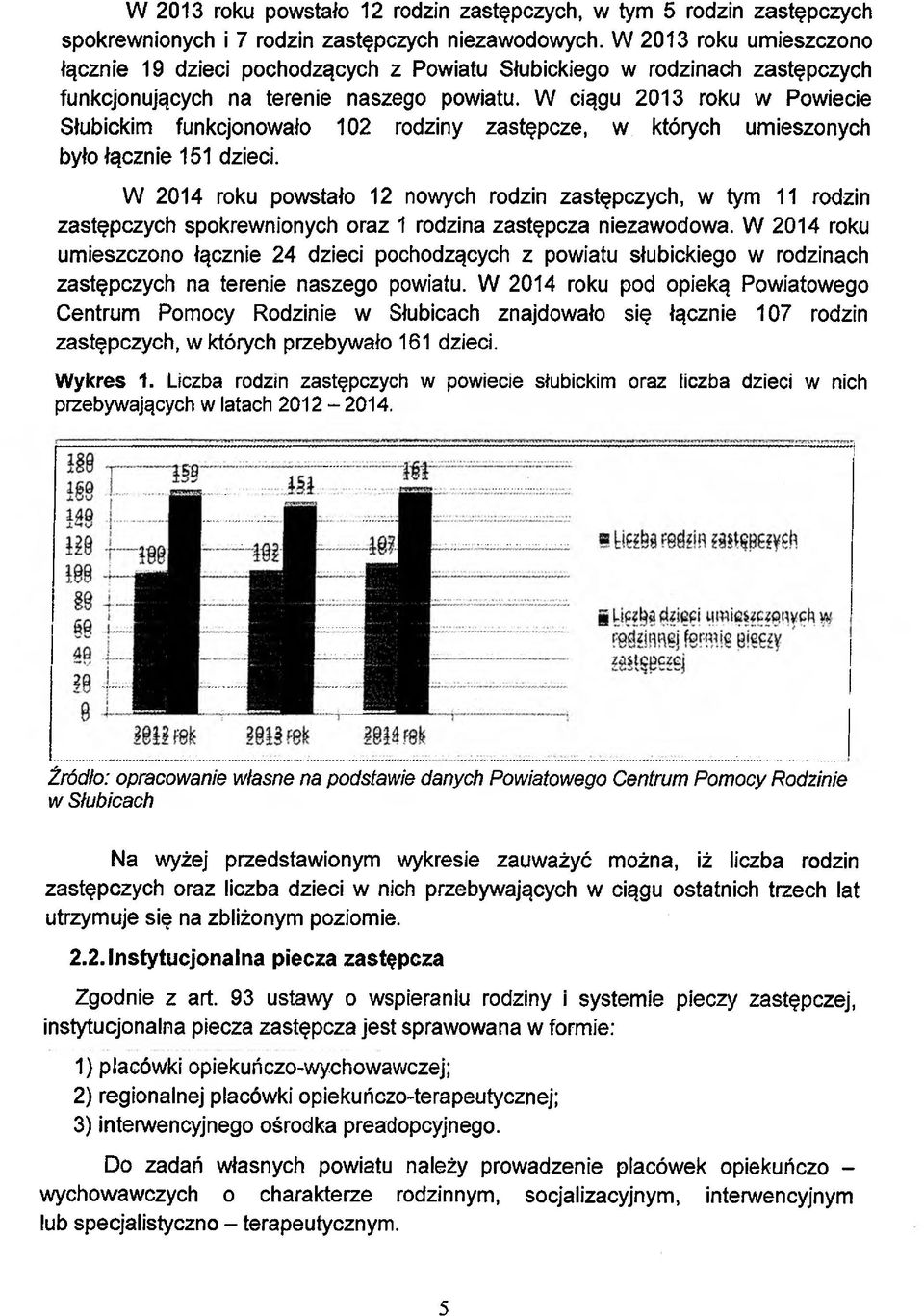W ciągu 2013 roku w Powiecie Słubickim funkcjonowało 102 rodziny zastępcze, w których umieszonych było łącznie 151 dzieci.