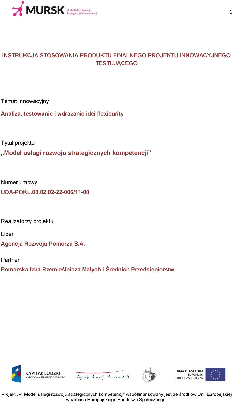 rozwoju strategicznych kompetencji Numer umowy UDA-POKL.08.02.