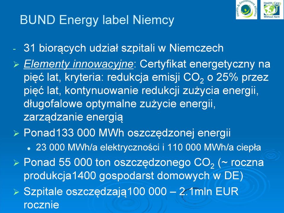 zużycie energii, zarządzanie energią Ponad133 000 MWh oszczędzonej energii 23 000 MWh/a elektryczności i 110 000 MWh/a