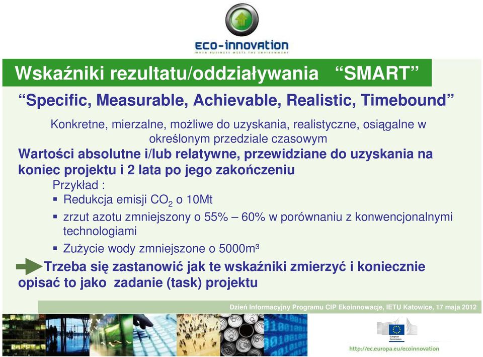 2 lata po jego zakończeniu Przykład : Redukcja emisji CO 2 o 10Mt zrzut azotu zmniejszony o 55% 60% w porównaniu z konwencjonalnymi