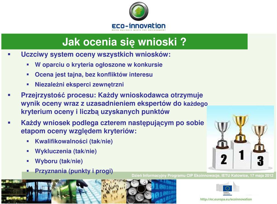 Niezależni eksperci zewnętrzni Przejrzystość procesu: Każdy wnioskodawca otrzymuje wynik oceny wraz z uzasadnieniem ekspertów do