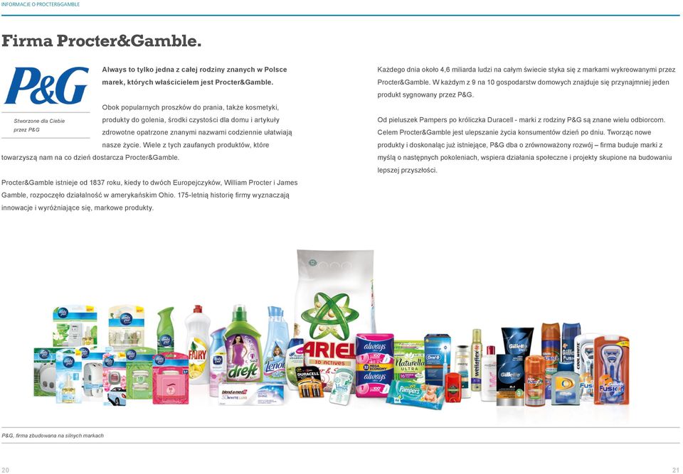 nasze życie. Wiele z tych zaufanych produktów, które towarzyszą nam na co dzień dostarcza Procter&Gamble.