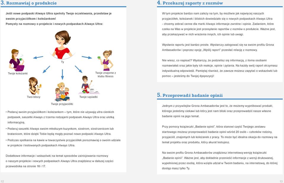 nowych podpaskach Always Ultra - chcemy zebrać cenne dla marki Always informacje zwrotne i opinie. Zadaniem, które czeka na Was w projekcie jest przesyłanie raportów z rozmów o produkcie.