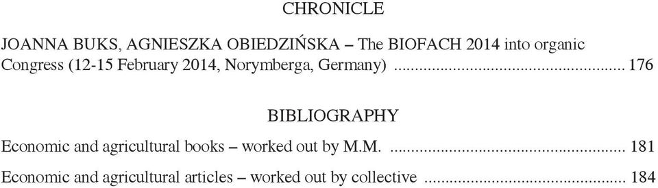 .. 176 bibliography Economic and agricultural books worked out by M.