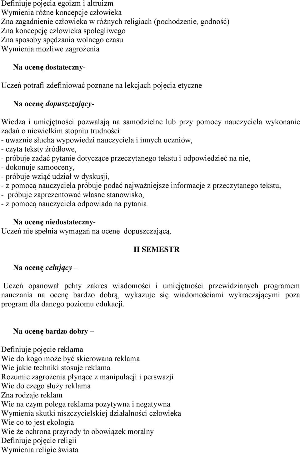 lub przy pomocy nauczyciela wykonanie zadań o niewielkim stopniu trudności: - uważnie słucha wypowiedzi nauczyciela i innych uczniów, - czyta teksty źródłowe, - próbuje zadać pytanie dotyczące