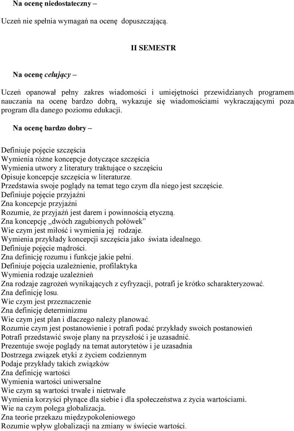 danego poziomu edukacji.