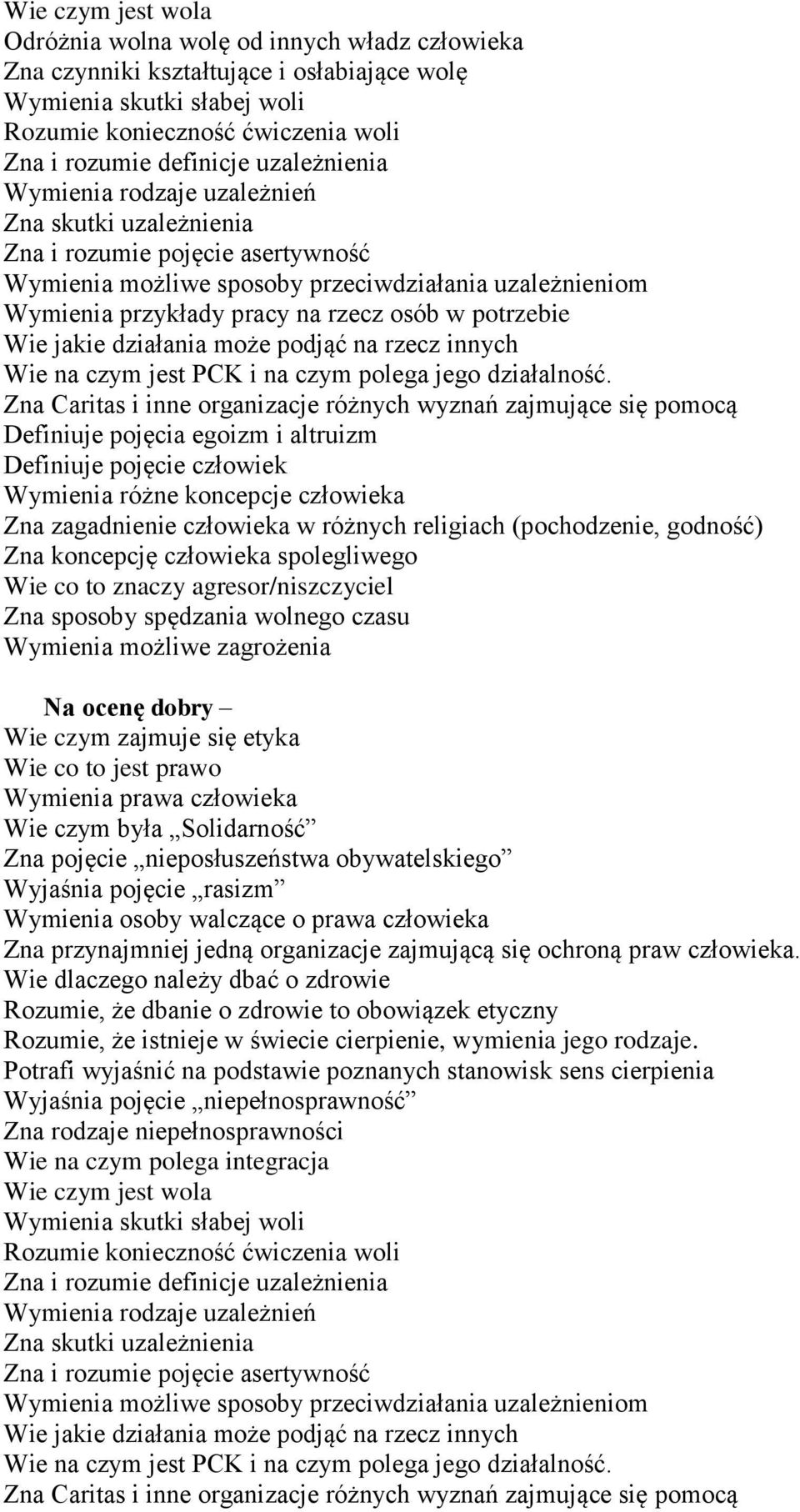 potrzebie Wie jakie działania może podjąć na rzecz innych Wie na czym jest PCK i na czym polega jego działalność.