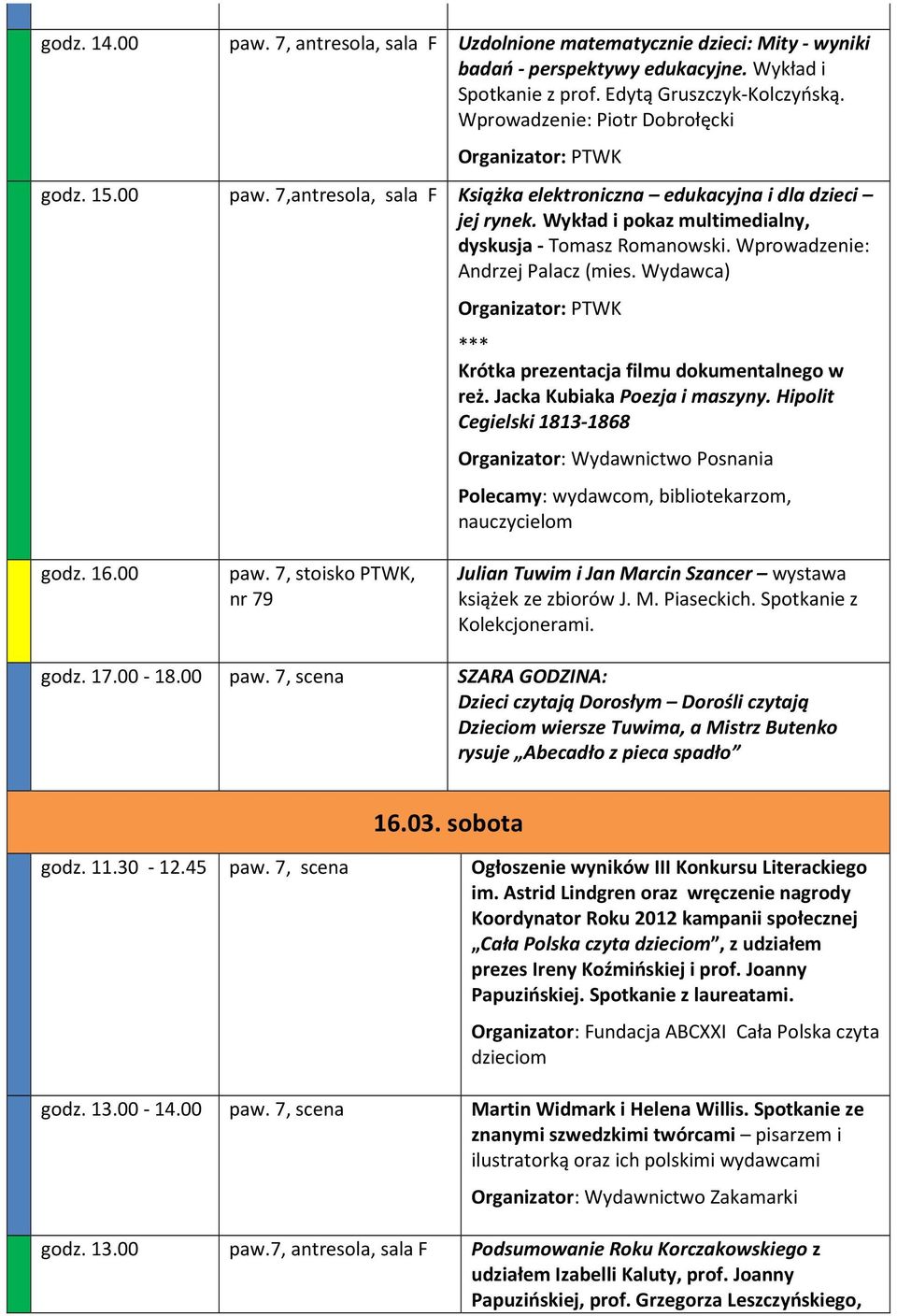 Wykład i pokaz multimedialny, dyskusja - Tomasz Romanowski. Wprowadzenie: Andrzej Palacz (mies. Wydawca) Organizator: PTWK *** Krótka prezentacja filmu dokumentalnego w reż.