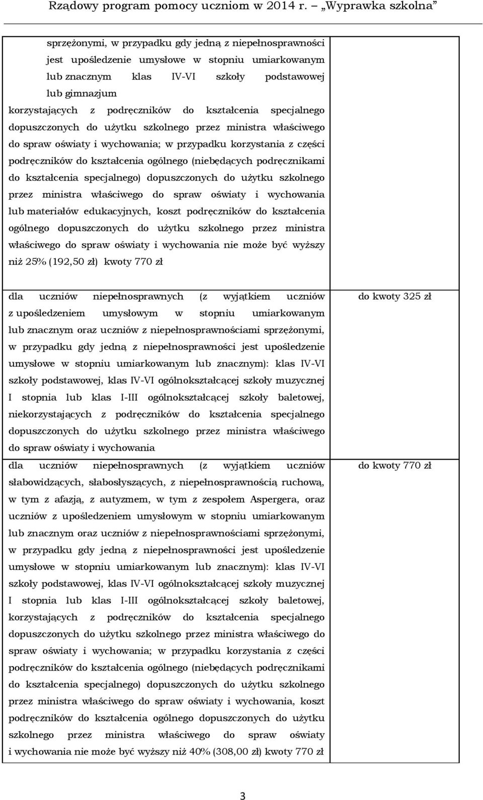 uŝytku szkolnego przez ministra właściwego do spraw oświaty i wychowania lub materiałów edukacyjnych, koszt podręczników do kształcenia ogólnego dopuszczonych do uŝytku szkolnego przez ministra