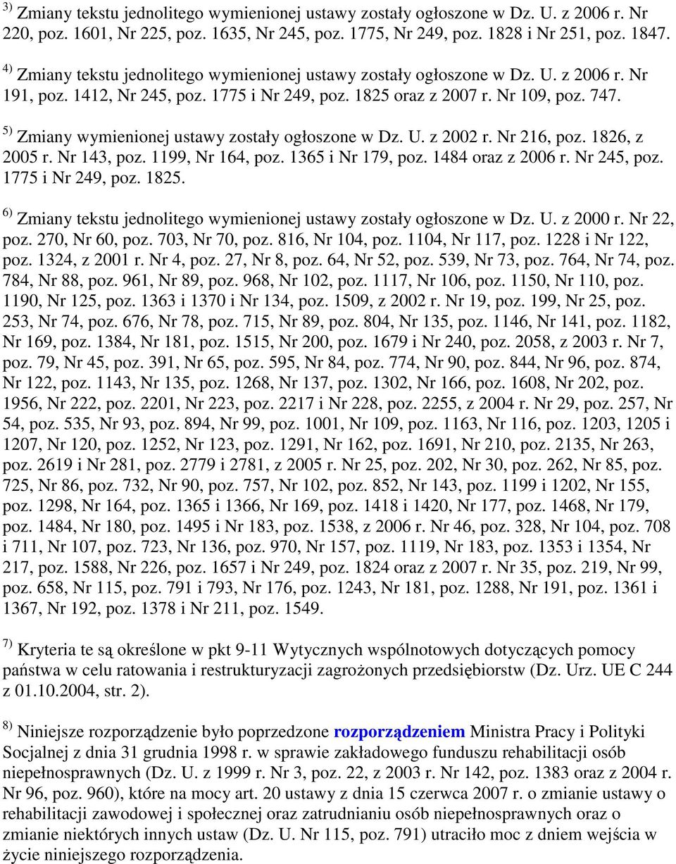 5) Zmiany wymienionej ustawy zostały ogłoszone w Dz. U. z 2002 r. Nr 216, poz. 1826, z 2005 r. Nr 143, poz. 1199, Nr 164, poz. 1365 i Nr 179, poz. 1484 oraz z 2006 r. Nr 245, poz. 1775 i Nr 249, poz.