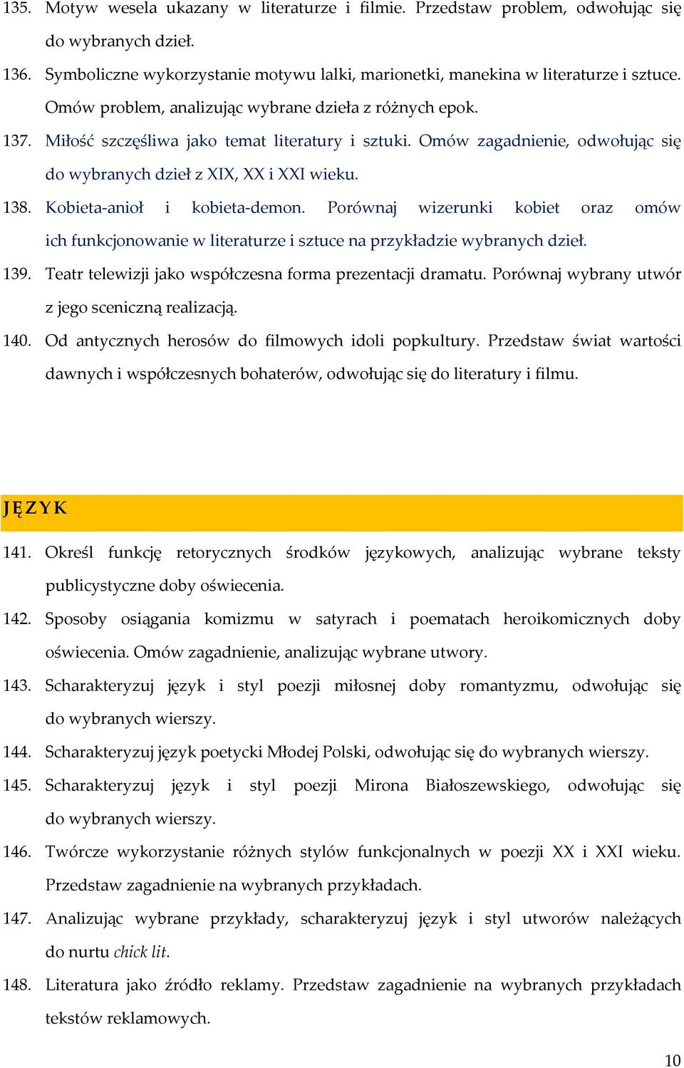 Kobieta-anioł i kobieta-demon. Porównaj wizerunki kobiet oraz omów ich funkcjonowanie w literaturze i sztuce na przykładzie wybranych dzieł. 139.