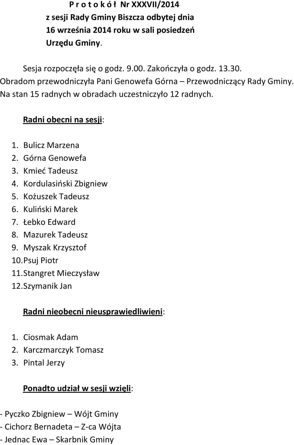 Kmieć Tadeusz 4. Kordulasiński Zbigniew 5. Kożuszek Tadeusz 6. Kuliński Marek 7. Łebko Edward 8. Mazurek Tadeusz 9. Myszak Krzysztof 10. Psuj Piotr 11. Stangret Mieczysław 12.