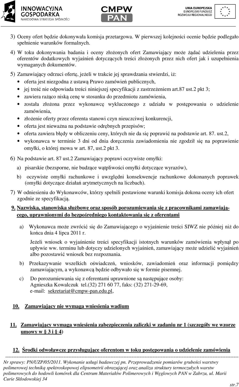 wymaganych dokumentów.