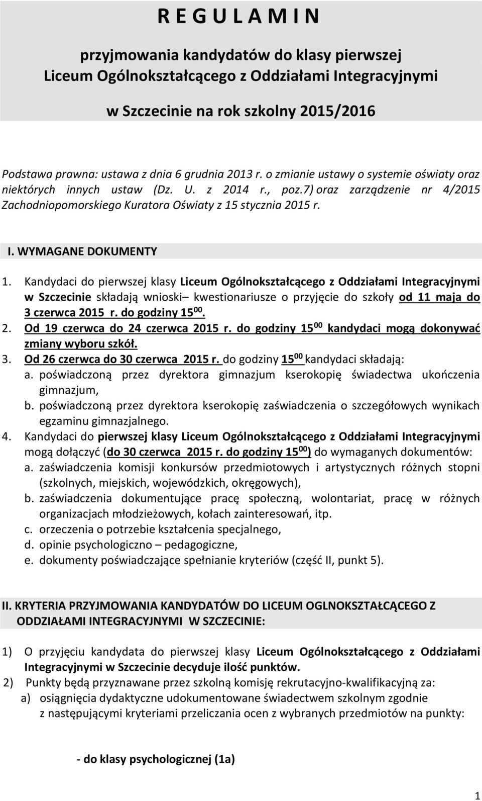 WYMAGANE DOKUMENTY 1.