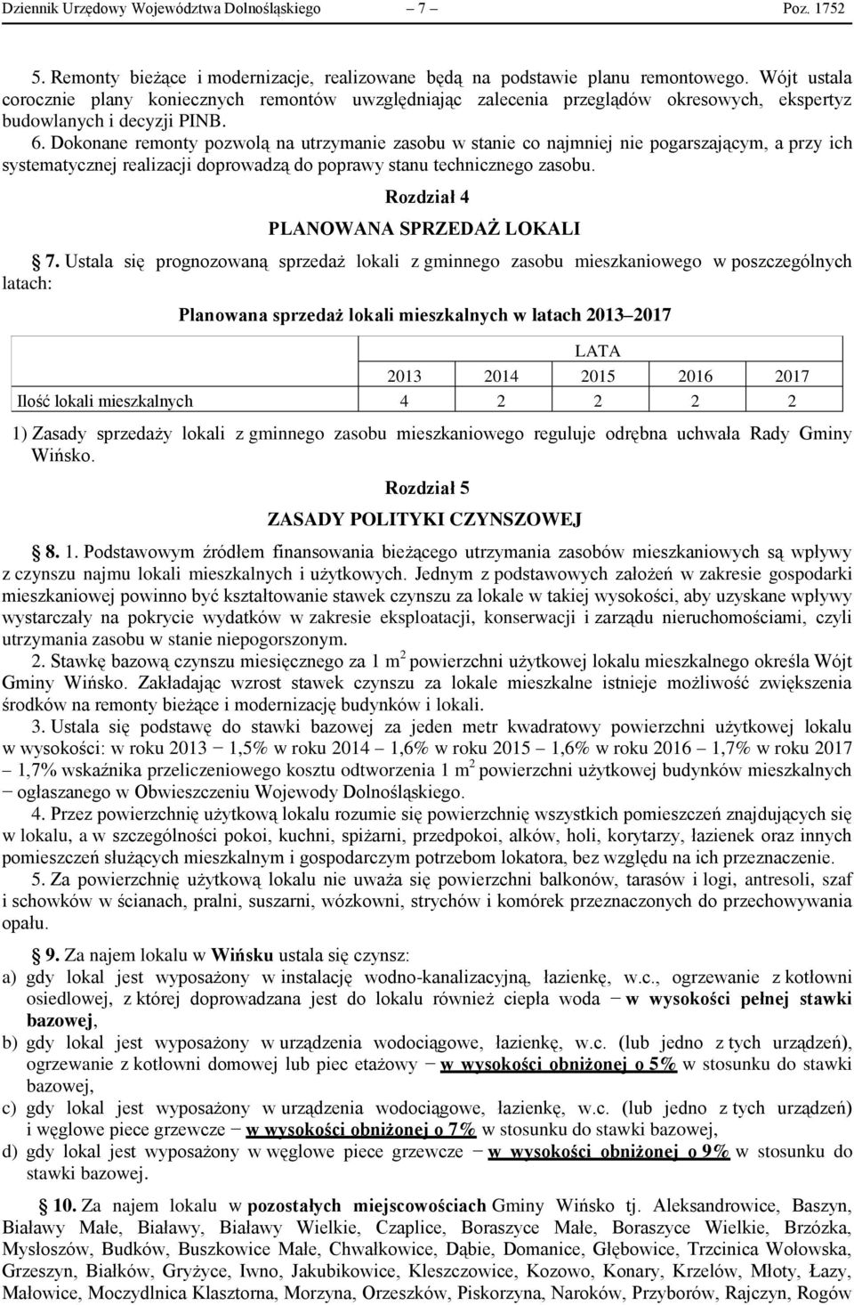 Dokonane remonty pozwolą na utrzymanie zasobu w stanie co najmniej nie pogarszającym, a przy ich systematycznej realizacji doprowadzą do poprawy stanu technicznego zasobu.