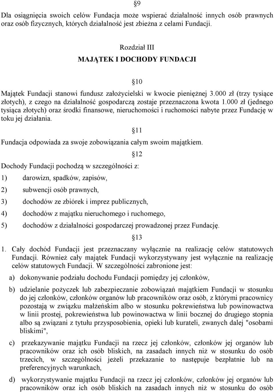 000 zł (trzy tysiące złotych), z czego na działalność gospodarczą zostaje przeznaczona kwota 1.