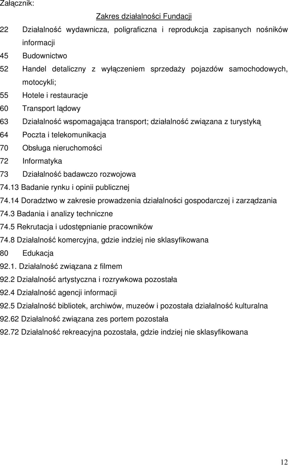 Informatyka 73 Działalność badawczo rozwojowa 74.13 Badanie rynku i opinii publicznej 74.14 Doradztwo w zakresie prowadzenia działalności gospodarczej i zarządzania 74.