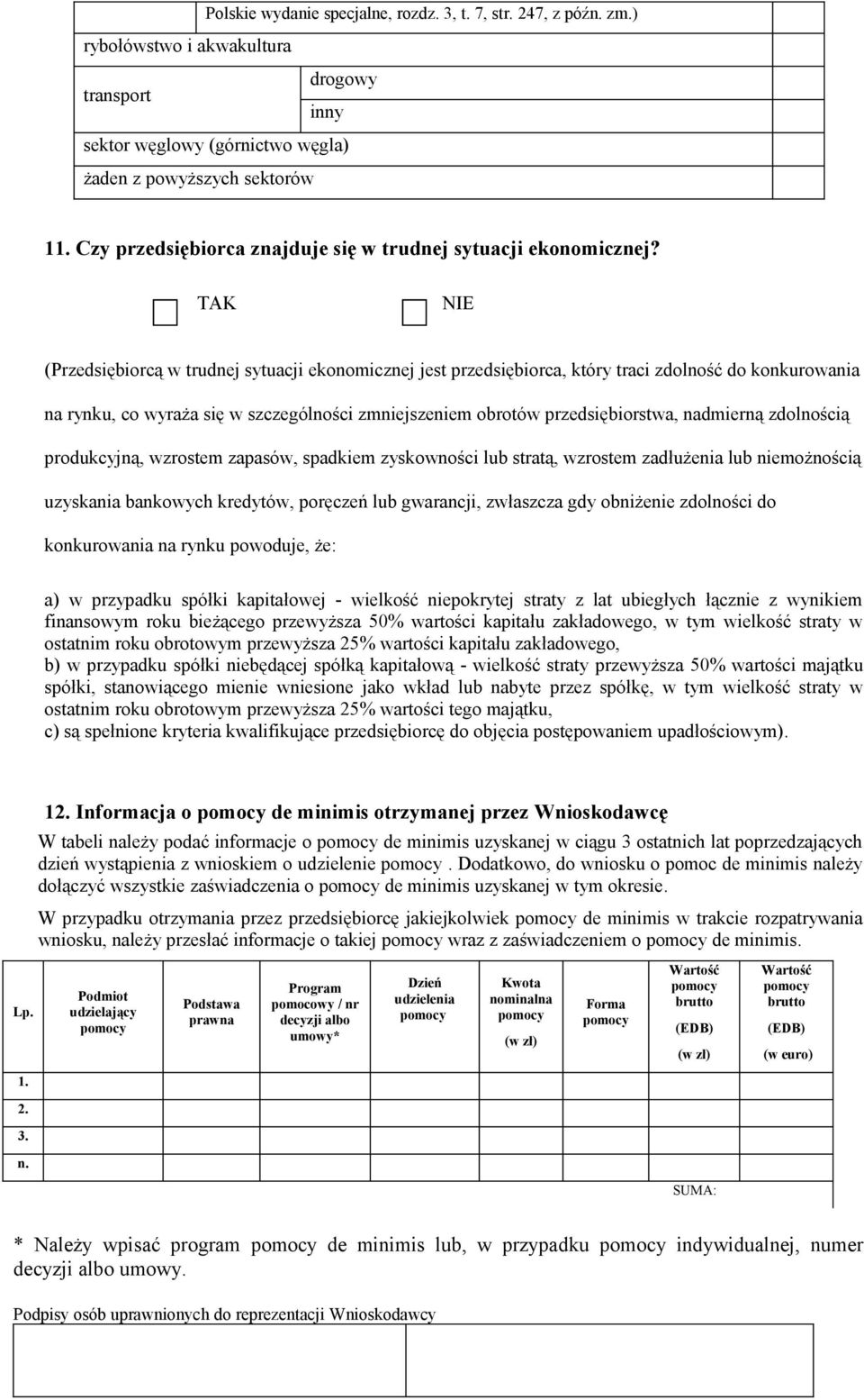 TAK NIE (Przedsiębiorcą w trudnej sytuacji ekonomicznej jest przedsiębiorca, który traci zdolność do konkurowania na rynku, co wyraża się w szczególności zmniejszeniem obrotów przedsiębiorstwa,