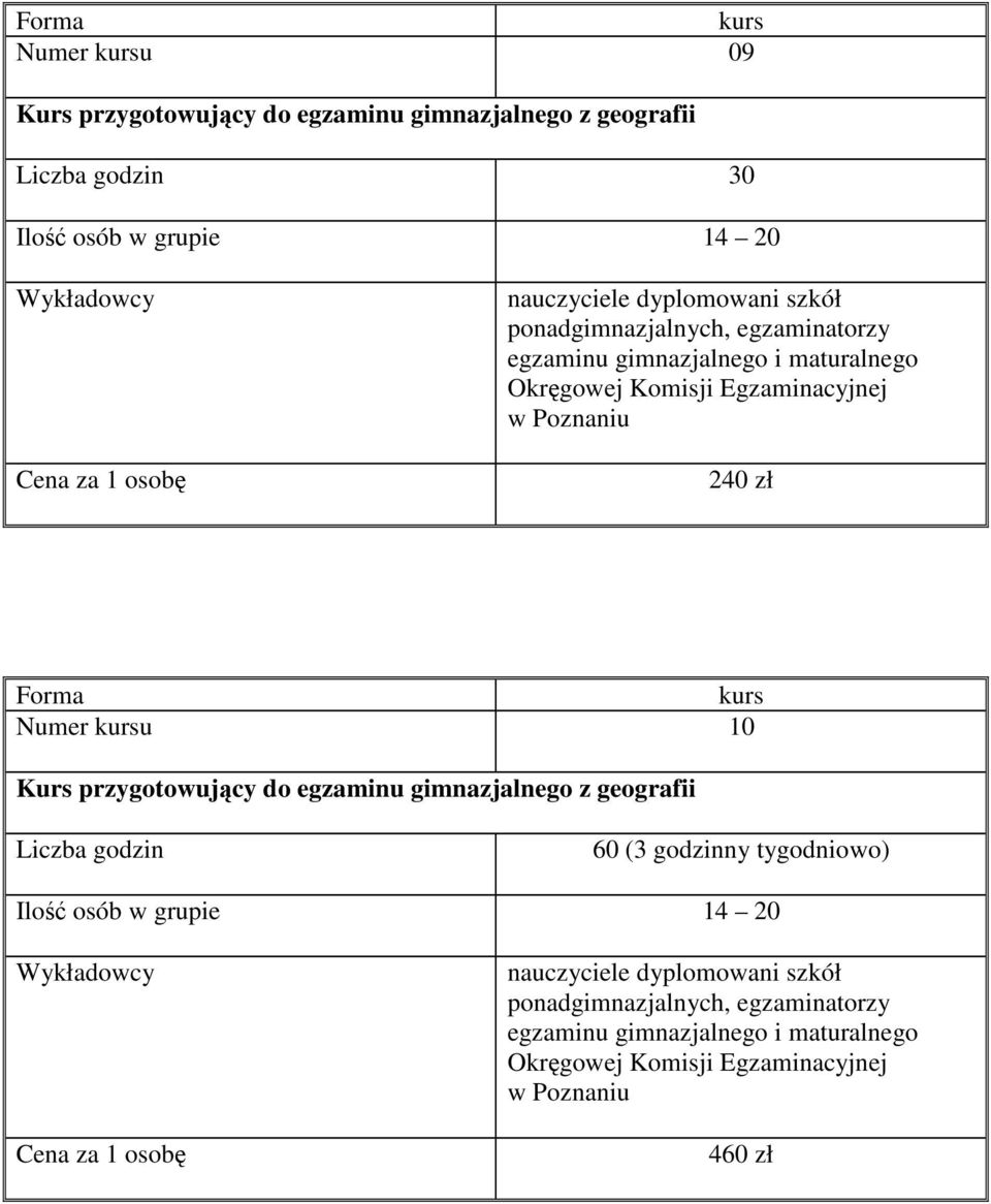 u 10 Kurs przygotowujący do egzaminu