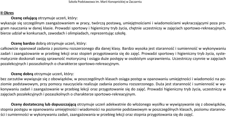 Ocenę bardzo dobrą otrzymuje uczeń, który: całkowicie opanował zadania z poziomu rozszerzonego dla danej klasy.