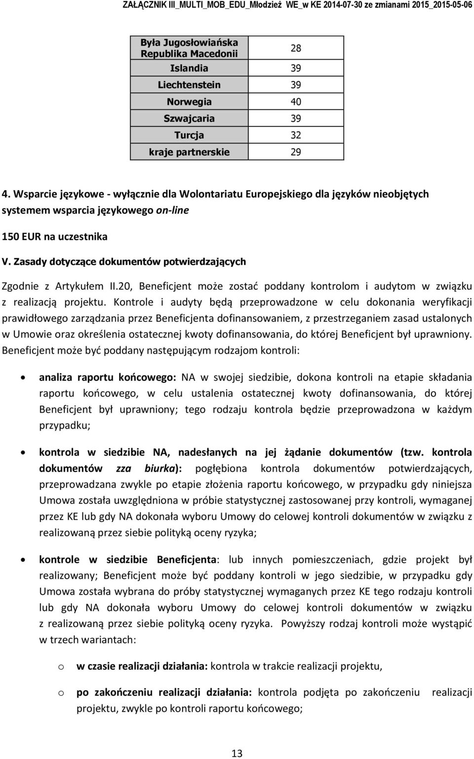 Zasady dtyczące dkumentów ptwierdzających Zgdnie z Artykułem II.20, Beneficjent mże zstać pddany kntrlm i audytm w związku z realizacją prjektu.