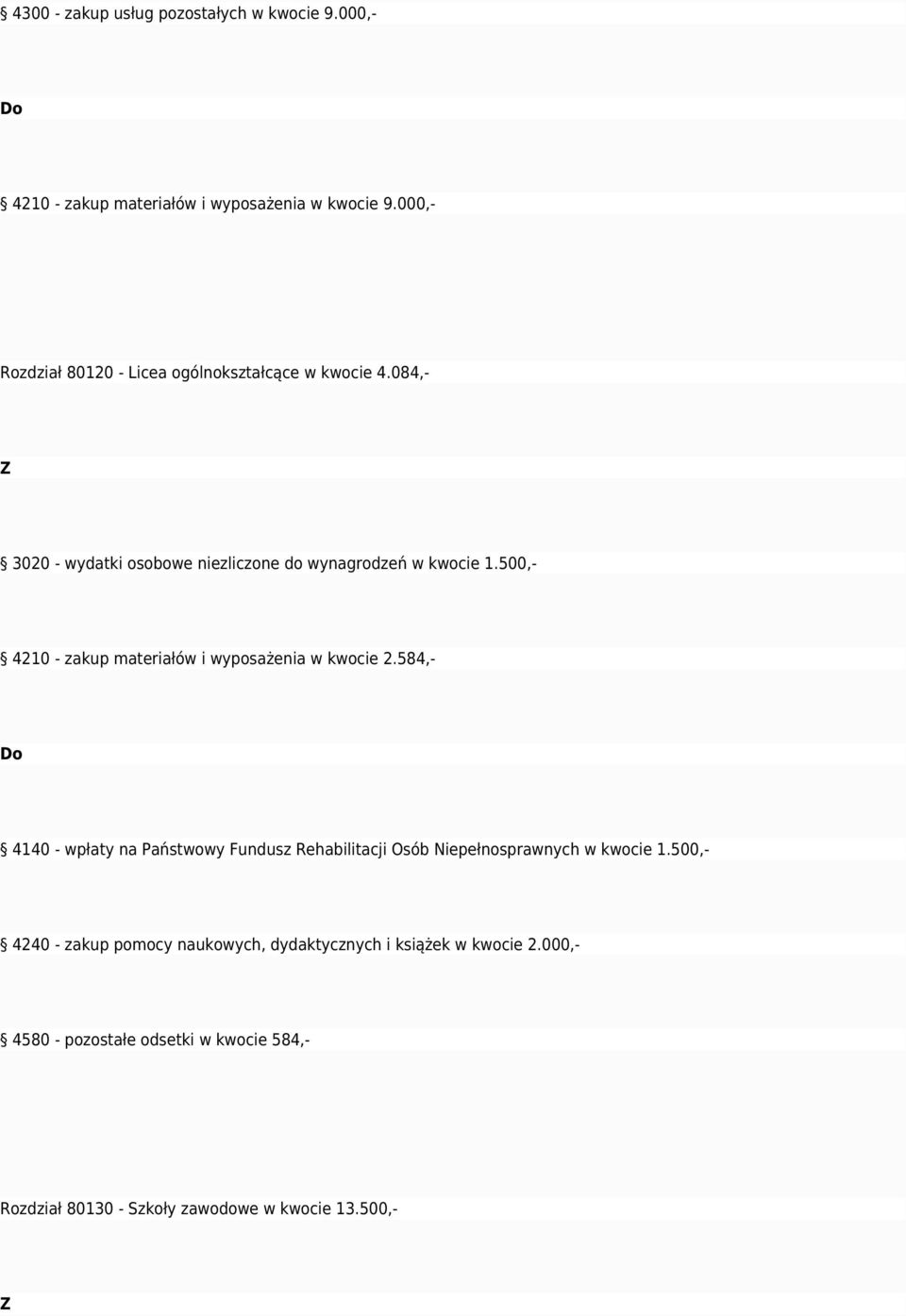 500,- 4210 - zakup materiałów i wyposażenia w kwocie 2.