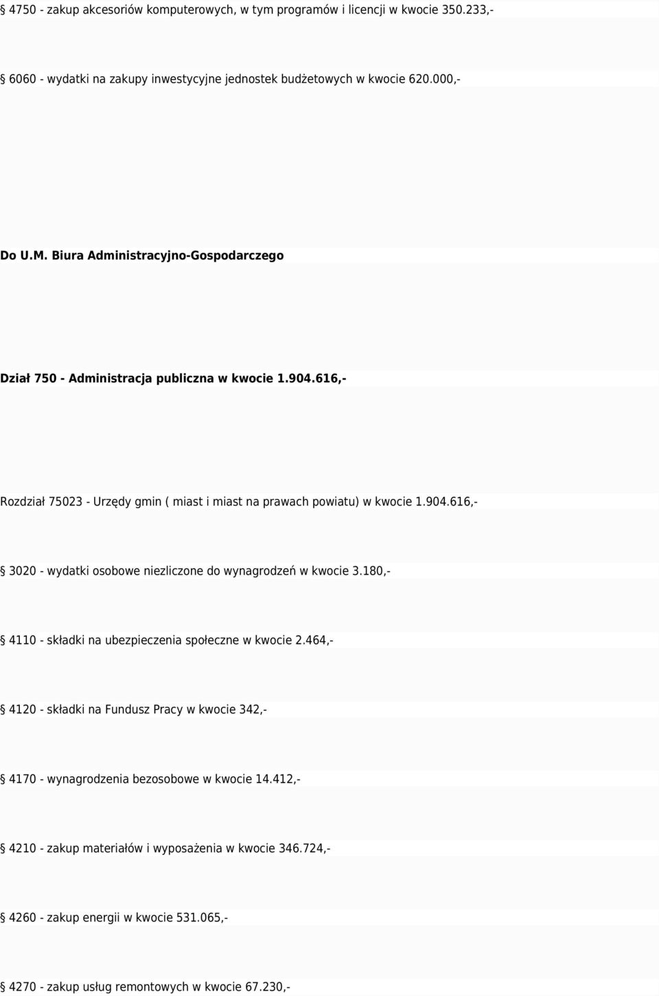 180,- 4110 - składki na ubezpieczenia społeczne w kwocie 2.464,- 4120 - składki na Fundusz Pracy w kwocie 342,- 4170 - wynagrodzenia bezosobowe w kwocie 14.