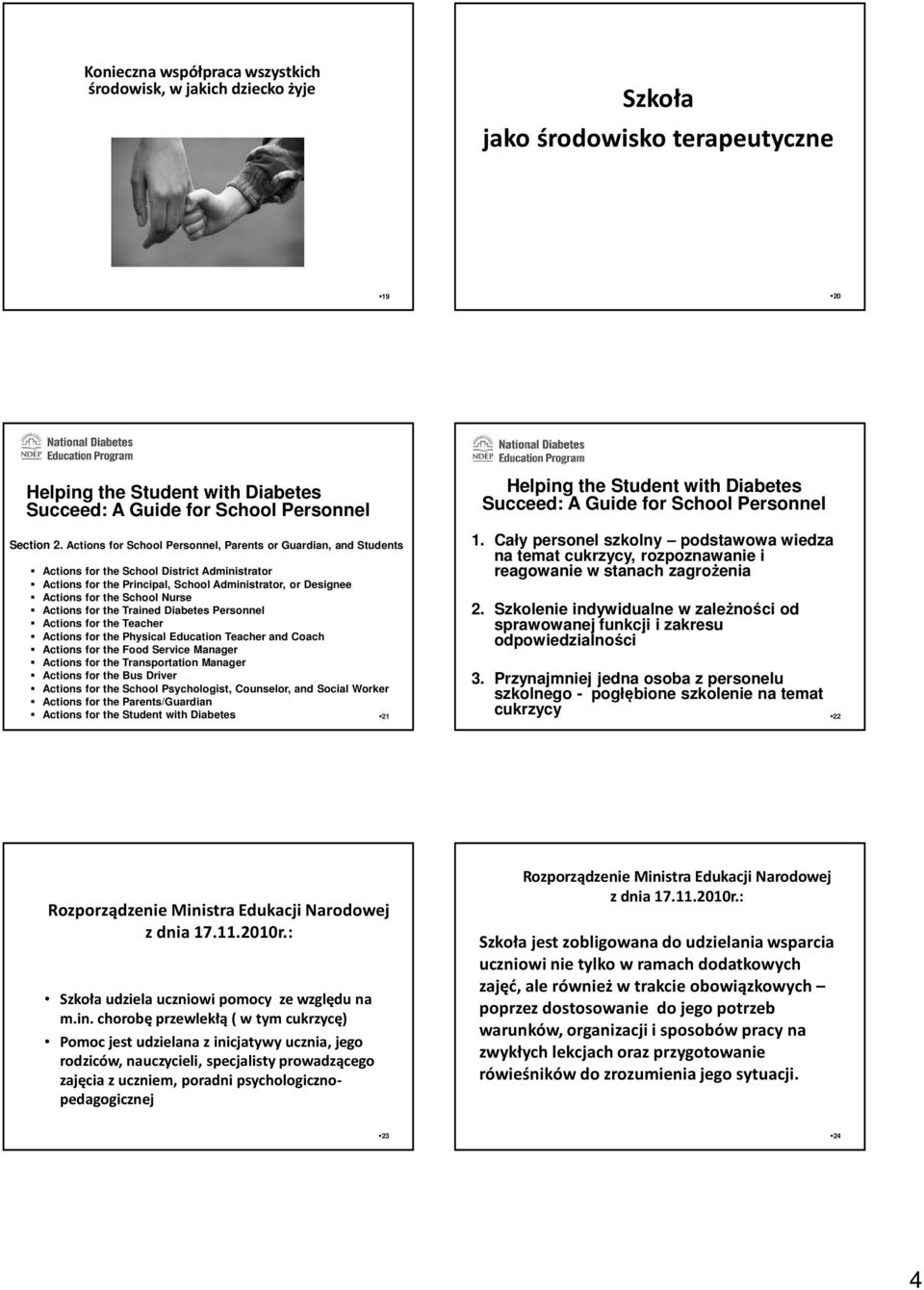 Actions for the Trained Diabetes Personnel Actions for the Teacher Actions for the Physical Education Teacher and Coach Actions for the Food Service Manager Actions for the Transportation Manager
