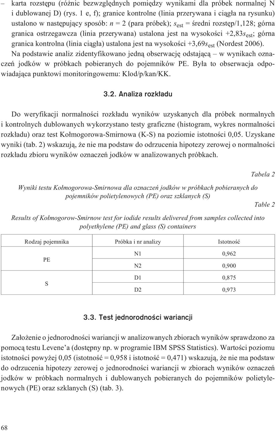 ustalona jest na wysokoœci +2,83s est ; górna granica kontrolna (linia ci¹g³a) ustalona jest na wysokoœci +3,69s est (Nordest 2006).