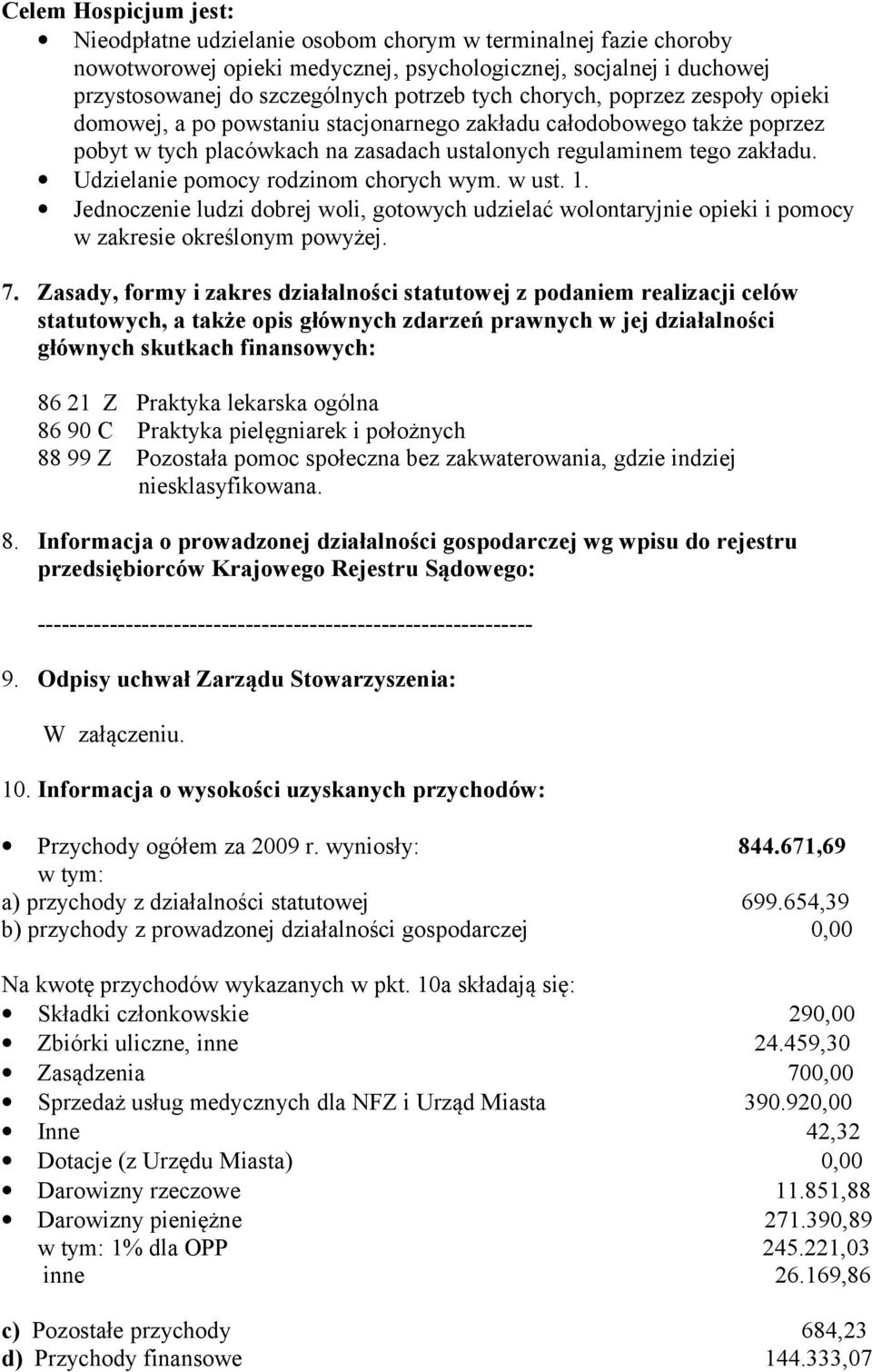 Udzielanie pomocy rodzinom chorych wym. w ust. 1. Jednoczenie ludzi dobrej woli, gotowych udzielać wolontaryjnie opieki i pomocy w zakresie określonym powyżej. 7.