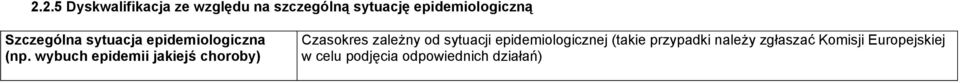 wybuch epidemii jakiejś choroby) Czasokres zależny od sytuacji