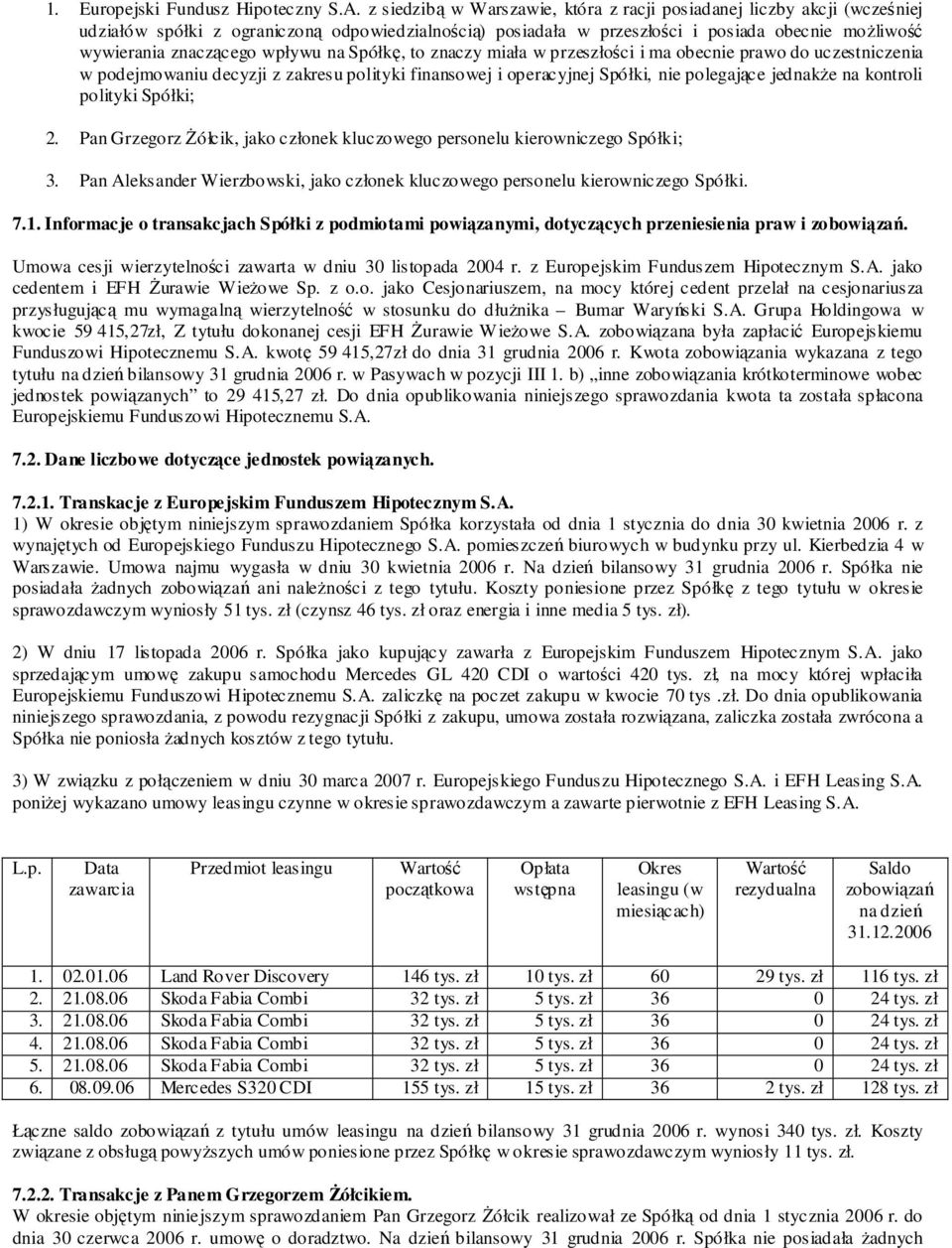 wpływu na Spółkę, to znaczy miała w przeszłości i ma obecnie prawo do uczestniczenia w podejmowaniu decyzji z zakresu polityki finansowej i operacyjnej Spółki, nie polegające jednakŝe na kontroli