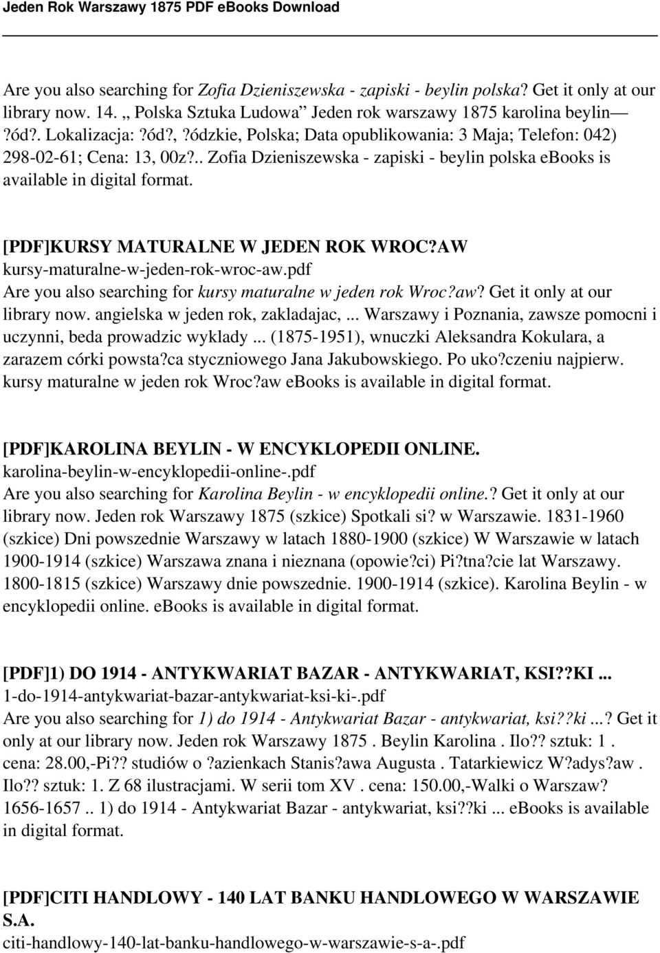 [PDF]KURSY MATURALNE W JEDEN ROK WROC?AW kursy-maturalne-w-jeden-rok-wroc-aw.pdf Are you also searching for kursy maturalne w jeden rok Wroc?aw? Get it only at our library now.