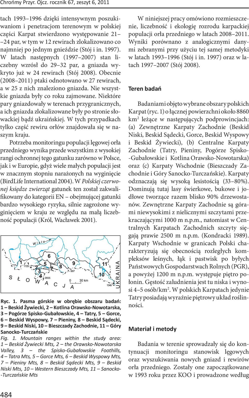 najmniej po jednym gnieździe (Stój i in. 1997). W latach następnych (1997 2007) stan liczebny wzrósł do 29 32 par, a gniazda wykryto już w 24 rewirach (Stój 2008).