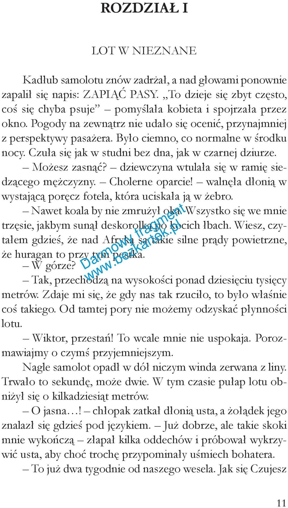 dziewczyna wtulała się w ramię siedzącego mężczyzny. Cholerne oparcie! walnęła dłonią w wystającą poręcz fotela, która uciskała ją w żebro. Nawet koala by nie zmrużył oka.