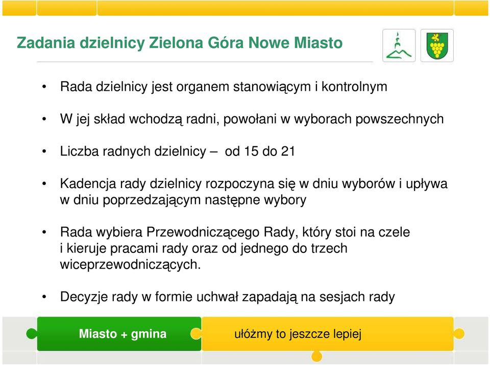 dniu wyborów i upływa w dniu poprzedzającym następne wybory Rada wybiera Przewodniczącego Rady, który stoi na czele i