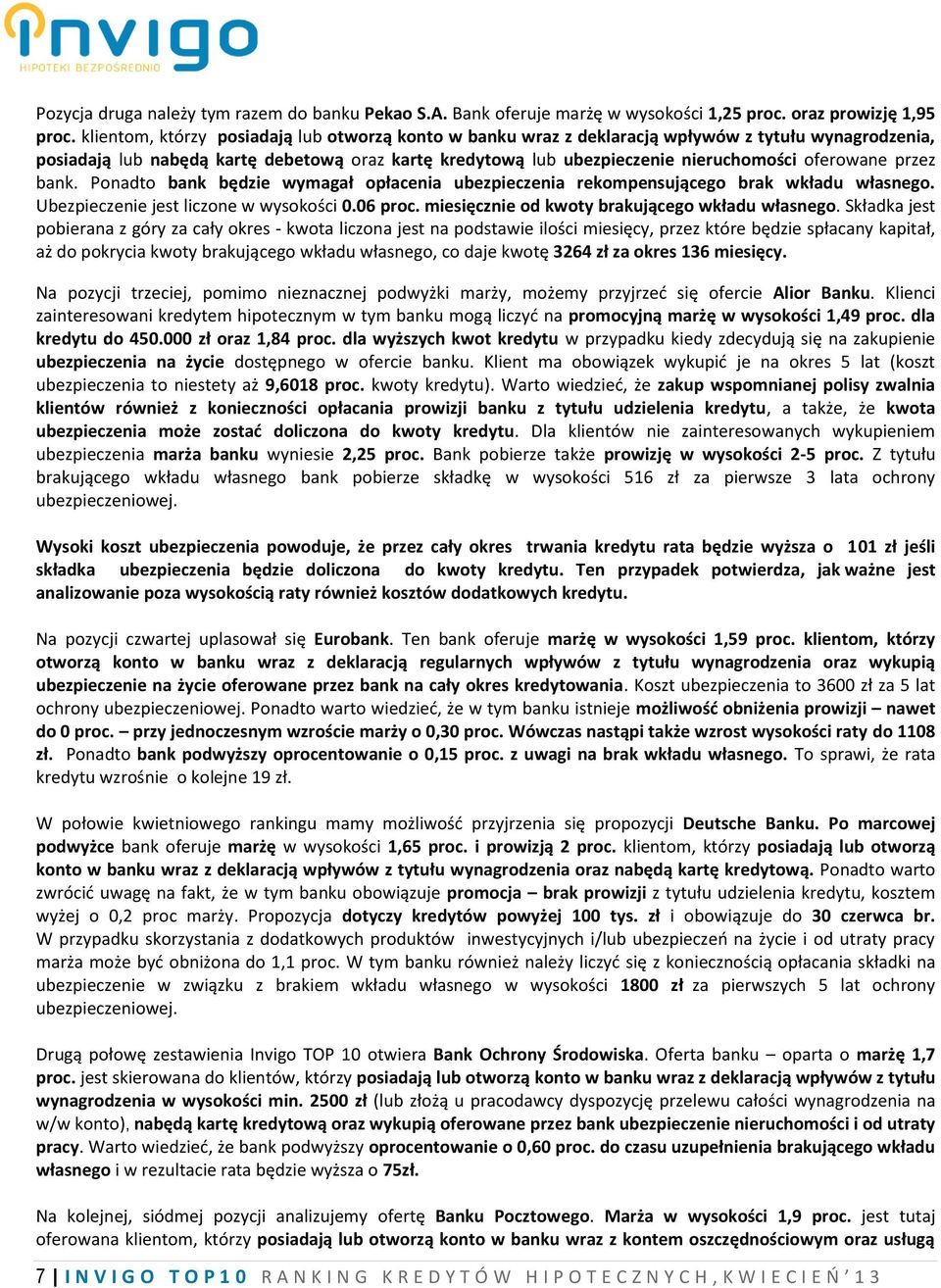 oferowane przez bank. Ponadto bank będzie wymagał opłacenia ubezpieczenia rekompensującego brak wkładu własnego. Ubezpieczenie jest liczone w wysokości 0.06 proc.