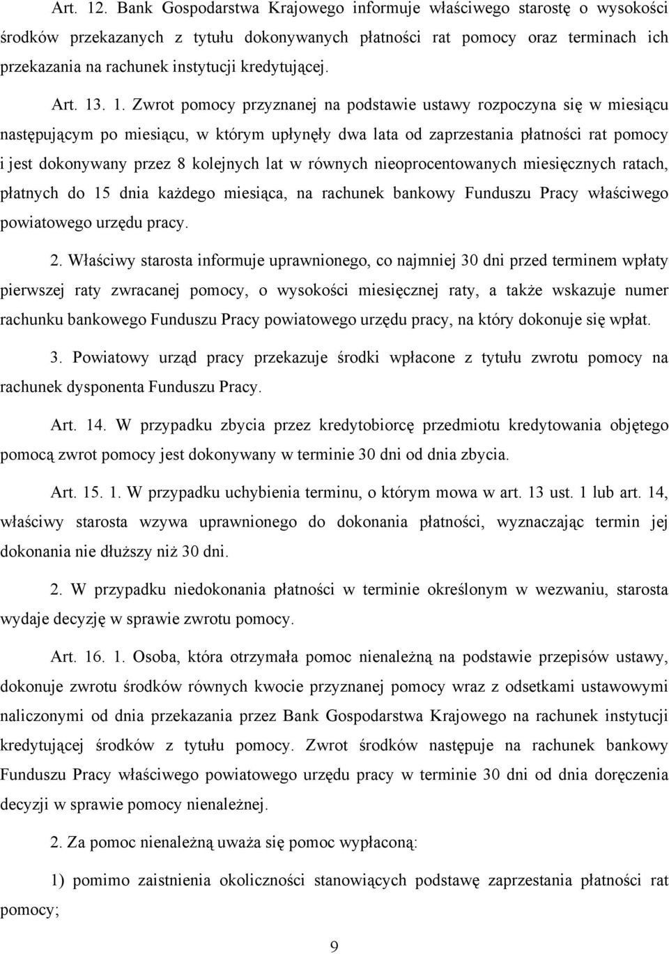 kredytującej. Art. 13