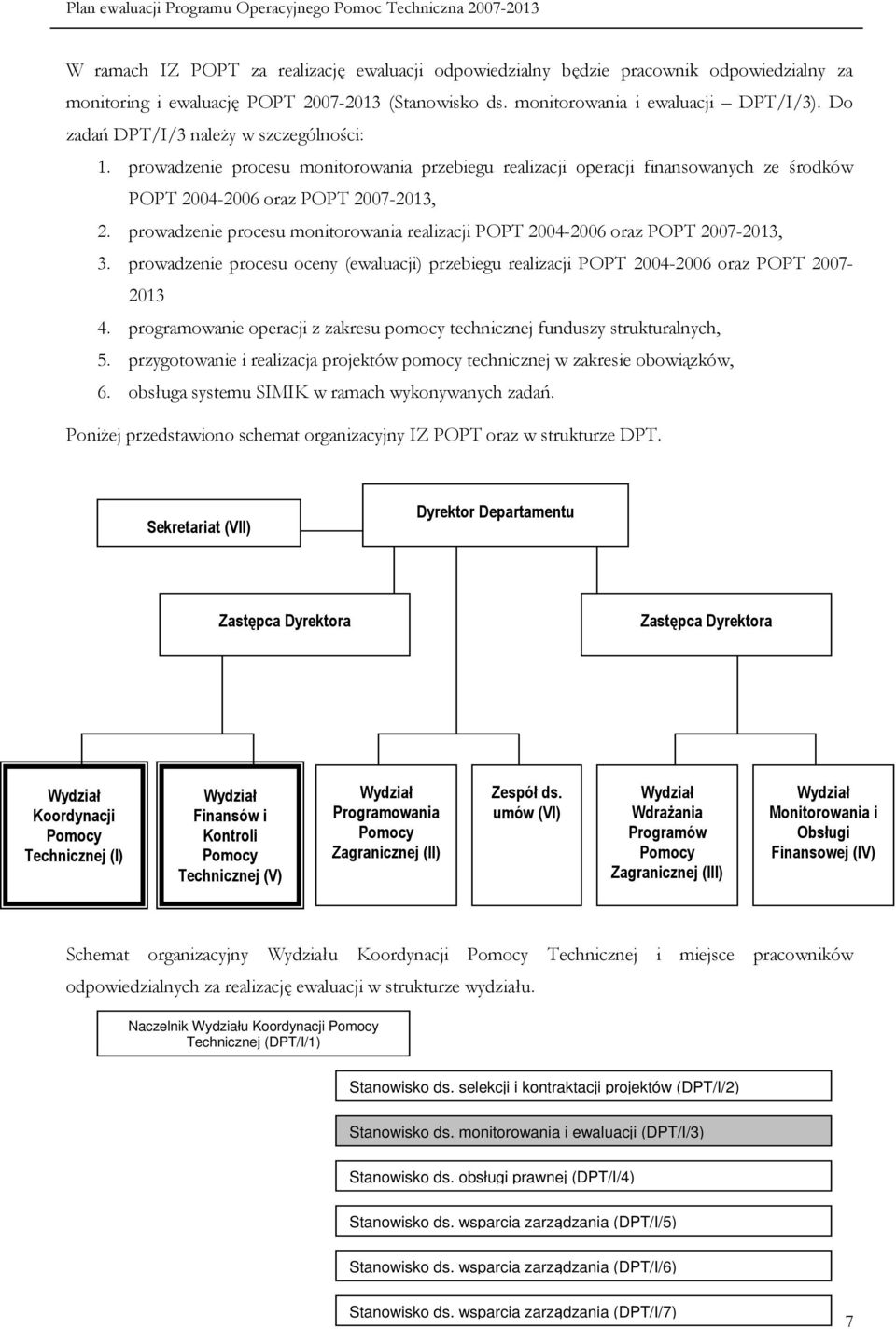 prowadzenie procesu oceny (ewaluacji) przebiegu realizacji 2004-2006 oraz 2007-2013 4. programowanie operacji z zakresu pomocy technicznej funduszy strukturalnych, 5.