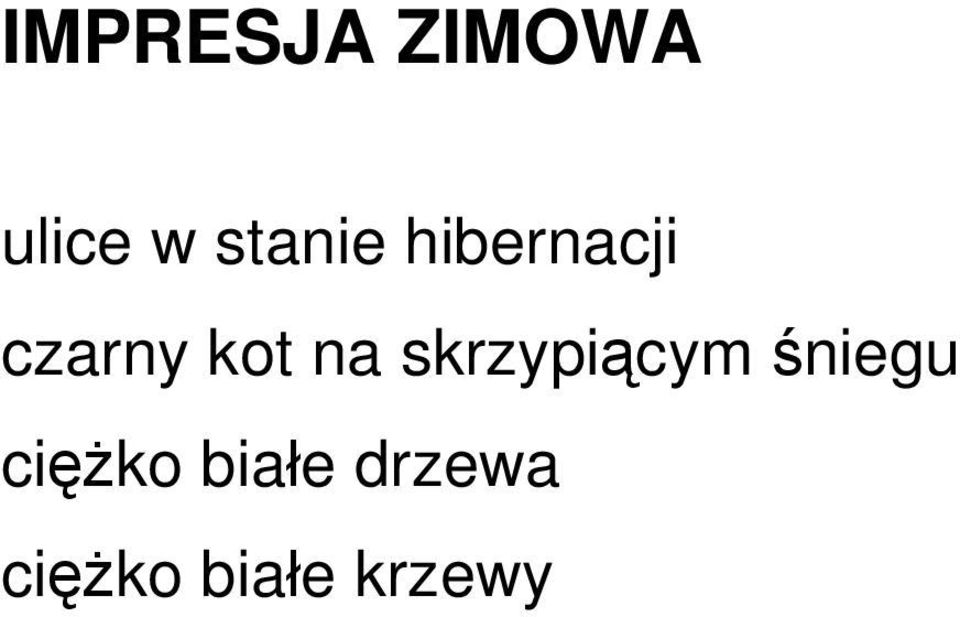 na skrzypiącym śniegu ciężko