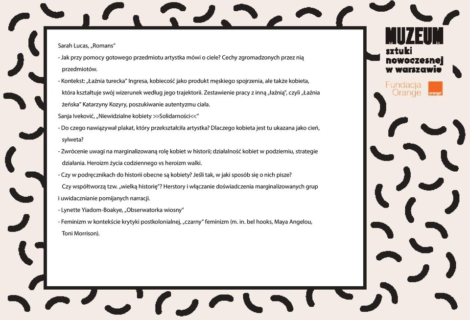 Zestawienie pracy z inną łaźnią, czyli Łaźnia żeńska Katarzyny Kozyry, poszukiwanie autentyzmu ciała.