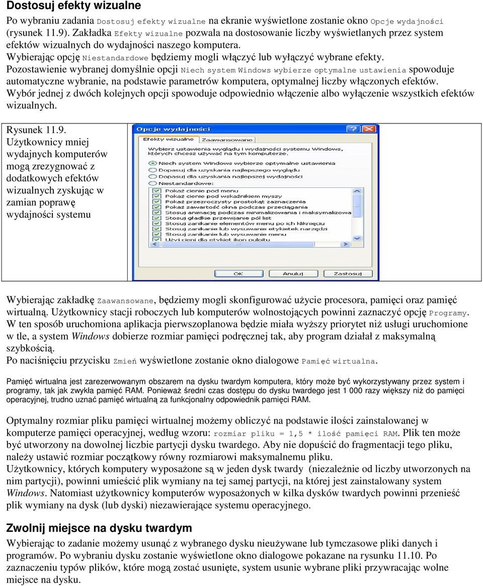 Wybierając opcję Niestandardowe będziemy mogli włączyć lub wyłączyć wybrane efekty.