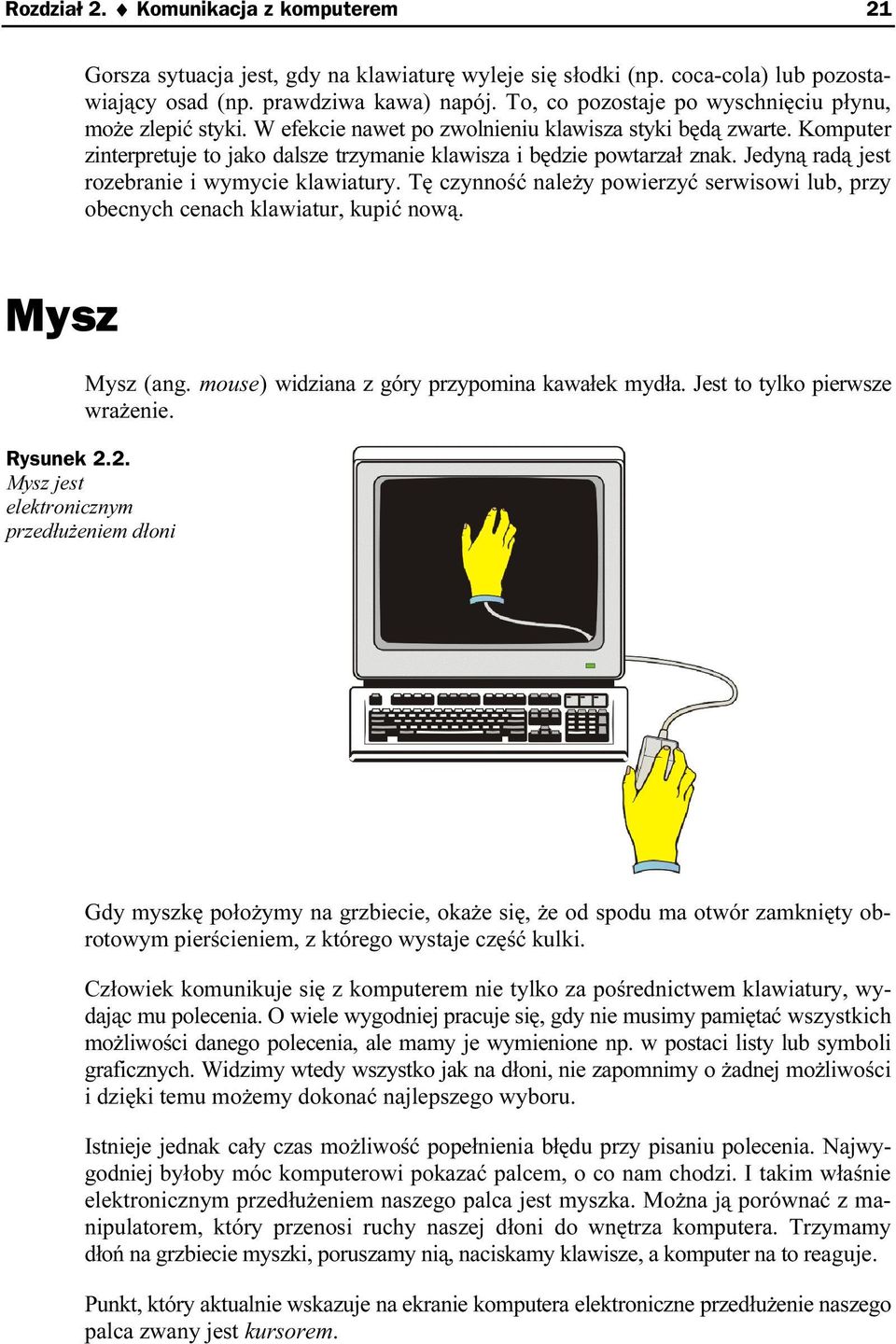 Jedyną radą jest rozebranie i wymycie klawiatury. Tę czynność należy powierzyć serwisowi lub, przy obecnych cenach klawiatur, kupić nową. Mysz Mysz (ang.