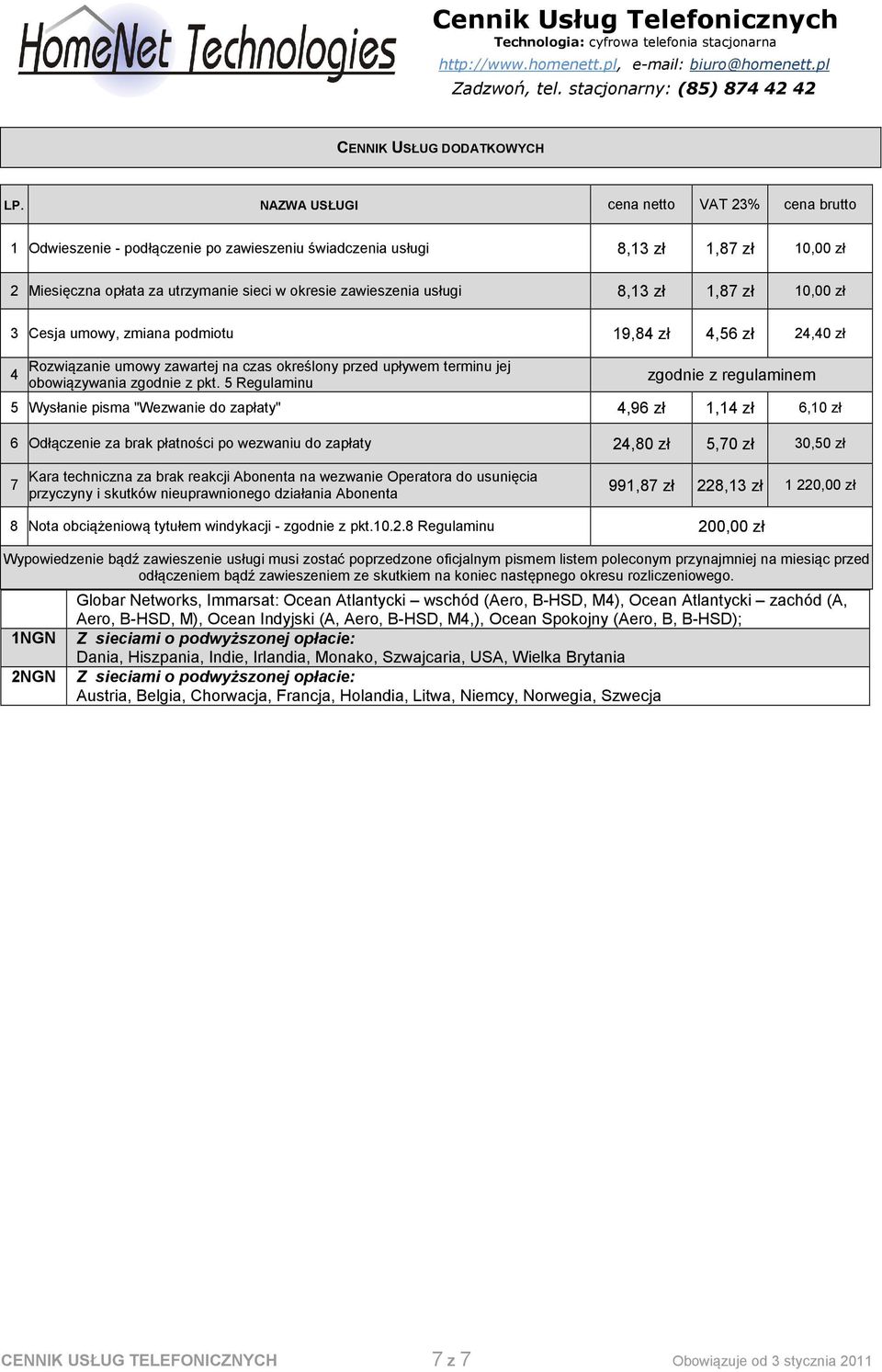 zł 3 Cesja umowy, zmiana podmiotu 19,84 zł 4,56 zł 24,40 zł 4 Rozwiązanie umowy zawartej na czas określony przed upływem terminu jej obowiązywania zgodnie z pkt.